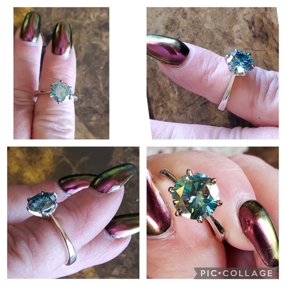 Genuine 3.15ct Blue Diamond Ring Size 7.5 - Picture 4 of 10